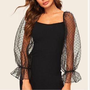 Shein Polkadot Puff Sleeve Midi